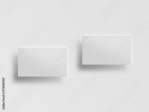 3D rendered elegant horizontal business card, visiting card stack mock-up with front and back. Invite, tag, empty mockup for presentation on isolated white background. branding identity for corporates