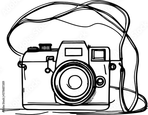 Camera line art sketch drawing