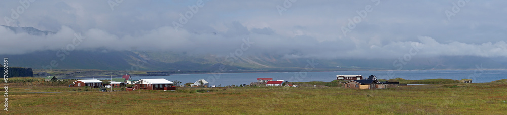 Fishermen village Arnastrapi at Snaefellsnes Peninsula in Iceland - panorama