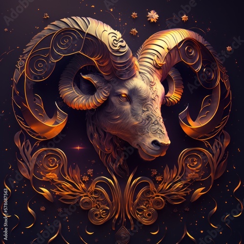 Stunning Ram: Astrological Symbol of Aries Captured through Generative AI