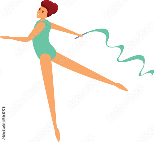 Acrobat with ribbon icon cartoon vector. Dancer festival. Pair profile