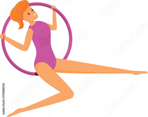 Sport ring girl icon cartoon vector. Performer hoop. Team catch