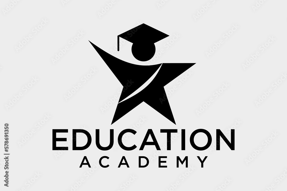 Obraz premium Education Logo Template. Graduation Cap and People Logo Design. Education logo