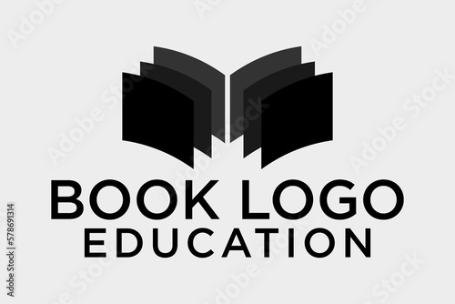 open book logo in linear style design for bookstore, book company, publisher, encyclopedia, library, education logo concept