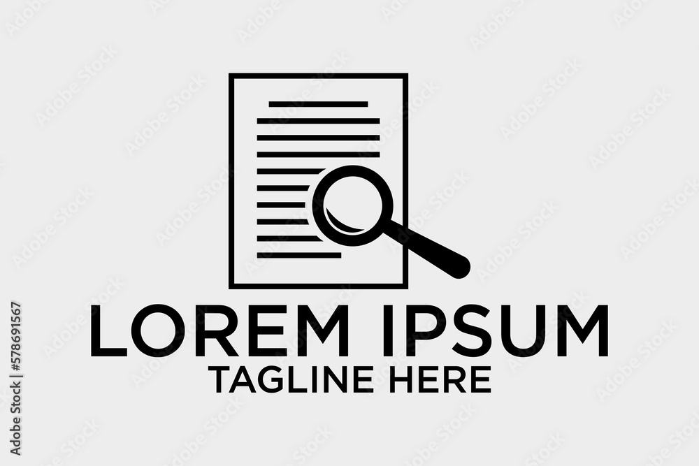review icon like thin line loupe on paper review icon like thin line loupe on paper