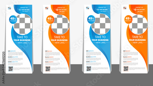 Roll up banner stand template design, blue banner layout, advertisement, pull up, polygon background, vector illustration, business flyer, display, x-banner, flag-banner, infographics, presentation 