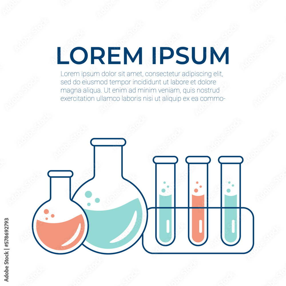 Chemical experience in the laboratory. Scientific experiment, research. Flat vector illustration Chemical experience in the laboratory. Scientific experiment, research. Flat vector illustration