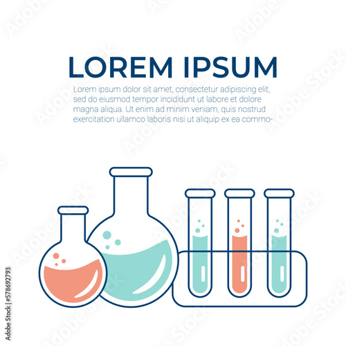 Chemical experience in the laboratory. Scientific experiment, research. Flat vector illustration