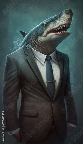 Generative Ai. Shark in a business suit