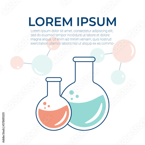 Chemical experience in the laboratory. Scientific experiment, research. Flat vector illustration