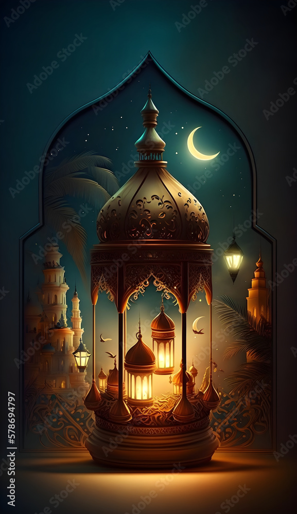 Ramadan holiday on lux background. Generative Ai Ramadan holiday on lux background. Generative Ai
