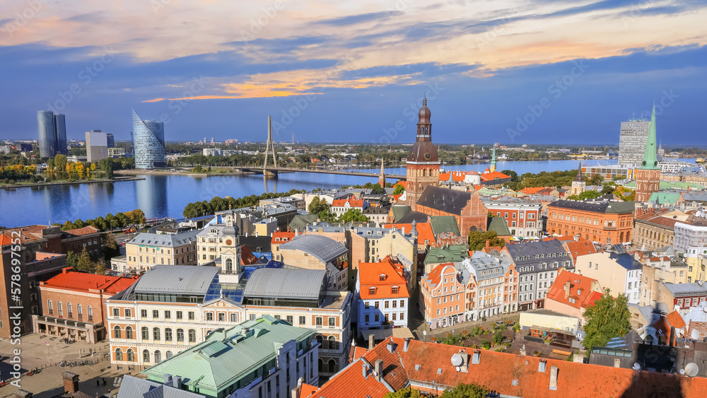 Aerial view of the city Riga, Latvia