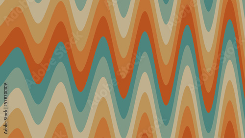 Abstract background of Psychedelic groovy Wavy Line design in 1970s Hippie Retro style. Vector pattern ready to use for cloth, textile, wrap and other. © 9Air