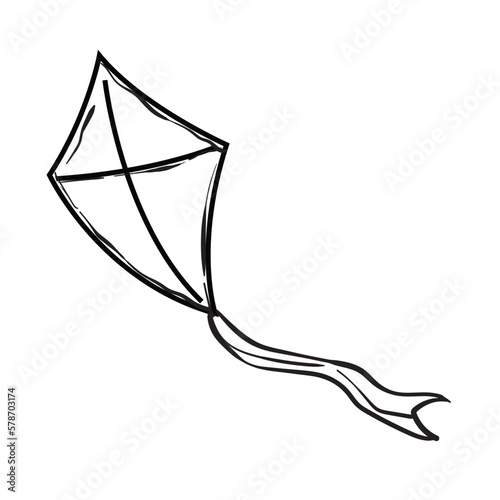 kite doodle icon vector hand drawing