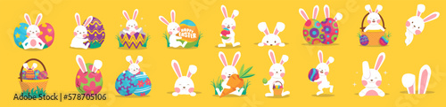 Easter rabbit, easter Bunny. Vector illustration.