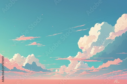 Captivating Pastel Sky Background Illustration: A Stunning Graphic Design Masterpiece, Generative AI.