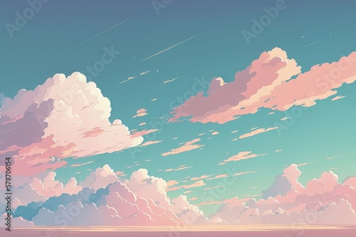 Captivating Pastel Sky Background Illustration: A Stunning Graphic Design Masterpiece, Generative AI. © ParinApril