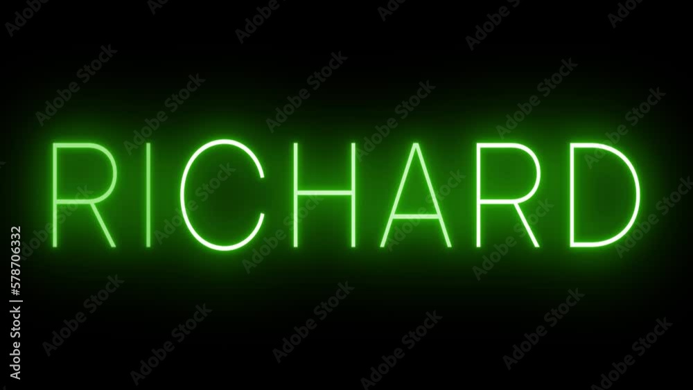 Flickering green retro style neon sign glowing against a black background Flickering green retro style neon sign glowing against a black background