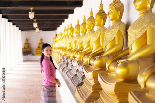 Female, asia dress, traditional thai dress in Ayutthaya 