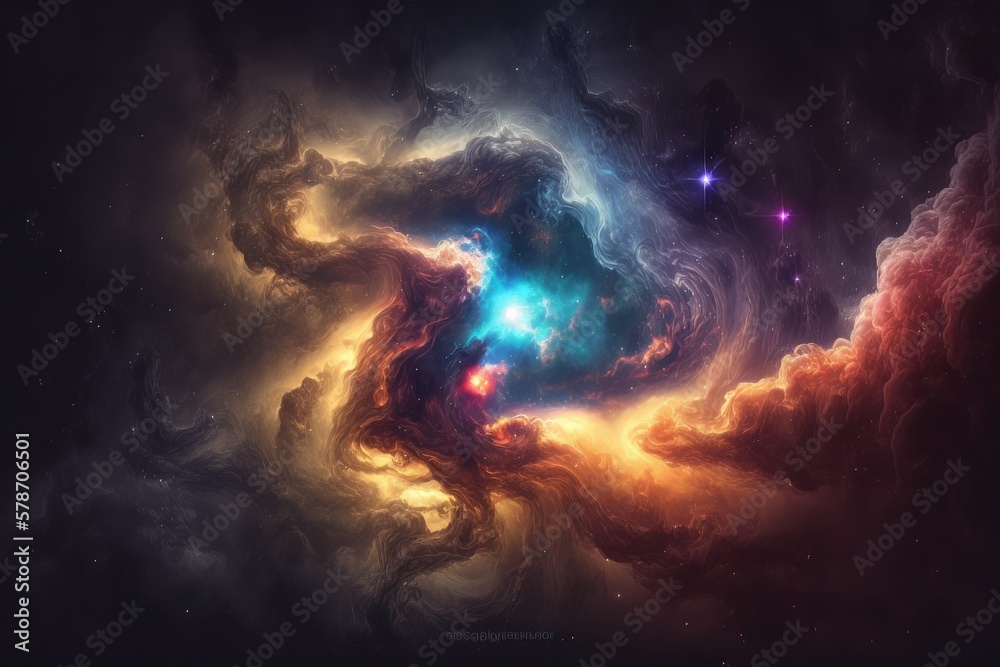 Exploring the Mystical Depths of the Endless Nebula Galaxy in Outer Space, Generative AI.