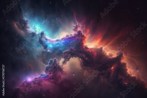 Exploring the Mystical Depths of the Endless Nebula Galaxy in Outer Space  Generative AI.