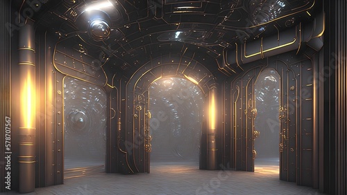 futuristic sci-fi of fantasy tunnel gate, generative art by A.I