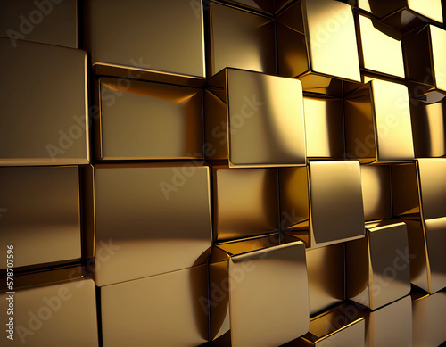 Golden square blocks wall    textured illustration background