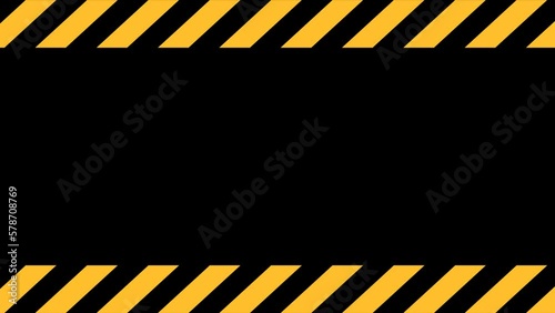 Yellow and black warning sign animation. Motion graphics and digital