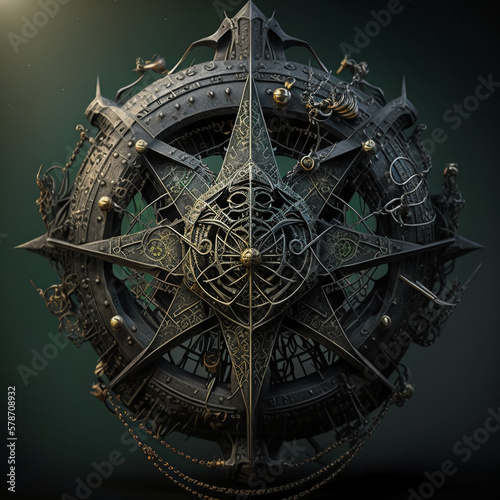 brutal cenobite astrolabe from hell designed Generative AI photo