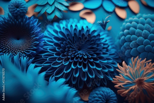 Blue flower abstract background   generative ai