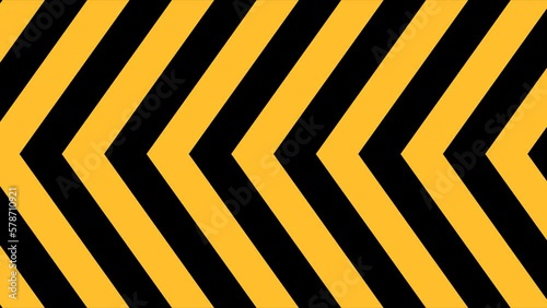 Yellow and black warning sign animation. Motion graphics and digital