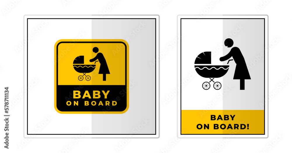 Baby on Board Yellow Sign Label Symbol Icon Vector Illustration Baby on Board Yellow Sign Label Symbol Icon Vector Illustration