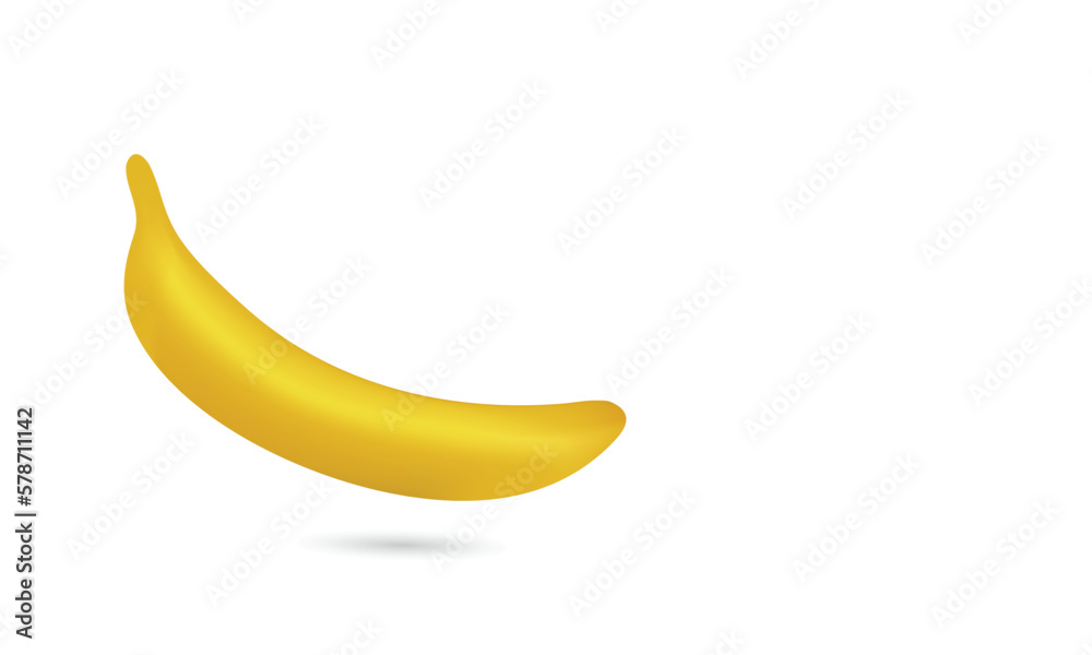 Banana icon illustration with mesh tools color, gradient yellow for effect dark and light side