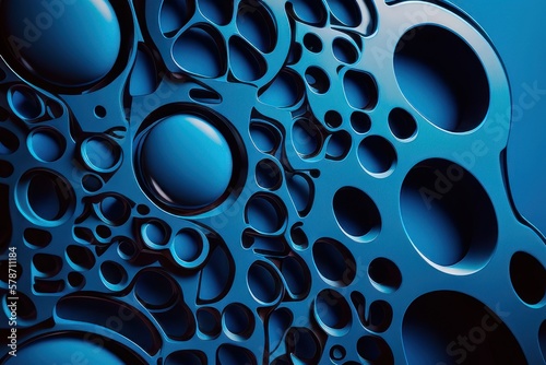 Blue abstract background with circles, generative ai
