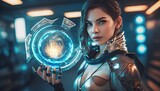 sci fi hero woman wearing onyx armor, Generative AI