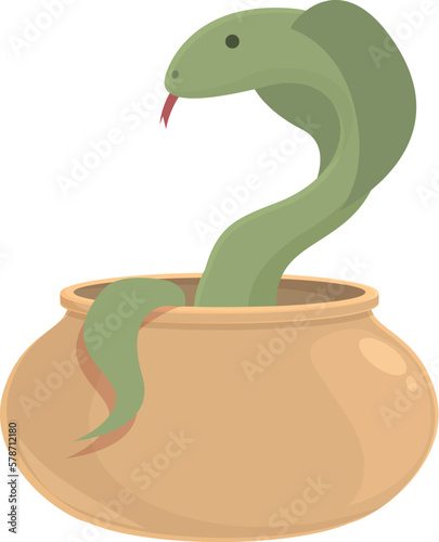 Reptile icon cartoon vector. Reptile charmer. Indian basket
