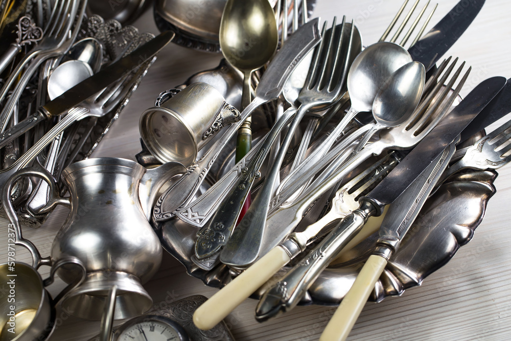 Silverware on an old background. Silverware on an old background.