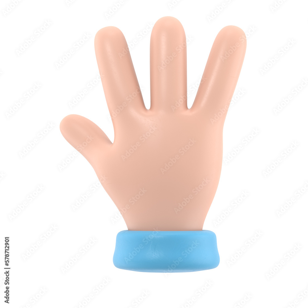 Obraz premium Transparent Backgrounds Mock-up. Cartoon character hand rock on gesture. Supports PNG files with transparent backgrounds.