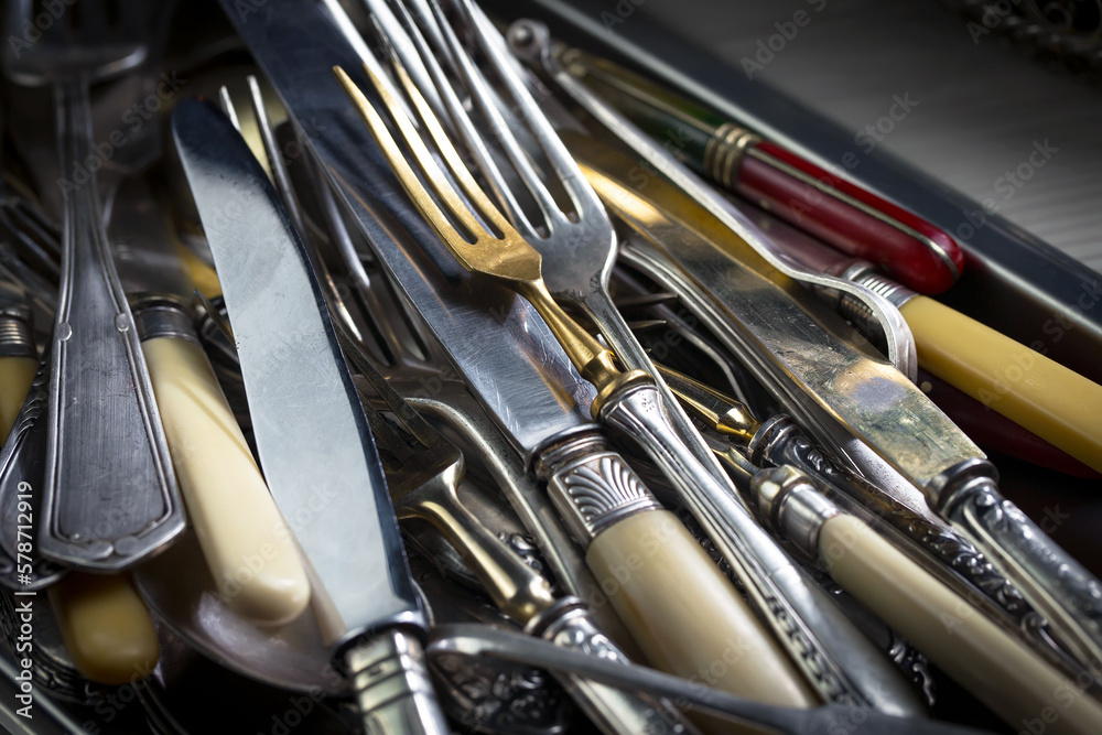 Silverware on an old background. Silverware on an old background.