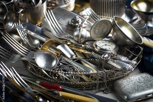 Silverware on an old background.