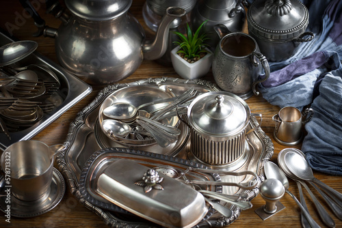 Silverware on an old background.