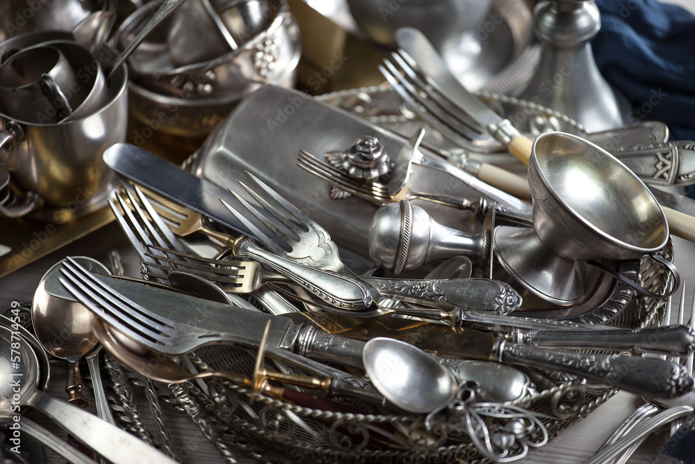 Silverware on an old background. Silverware on an old background.