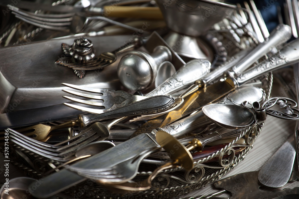 Silverware on an old background. Silverware on an old background.