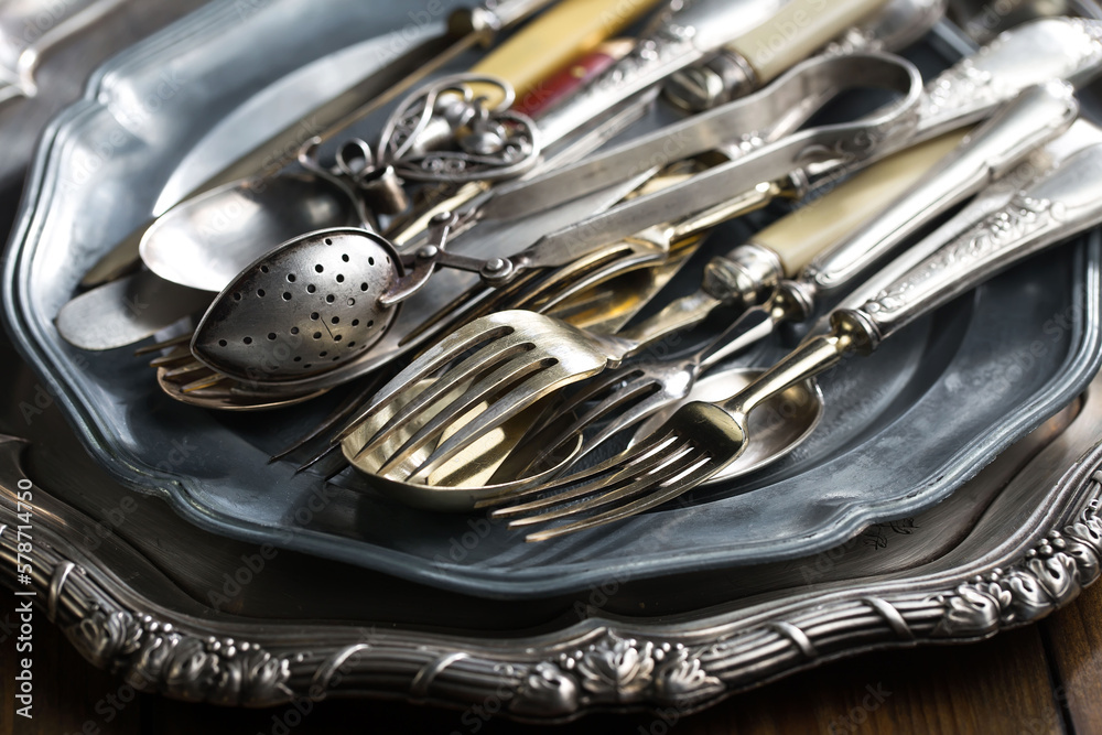 Silverware on an old background. Silverware on an old background.