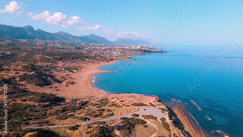 Aerial view of Alagadi Beach in Esentepe, Kyrenia, North Cyprus