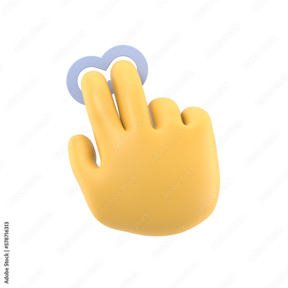 Obraz premium Transparent Backgrounds Mock-up.Touchscreen gesture line icons.3D illustration two hands Touch Button Cartoon character hand.Supports PNG files with transparent backgrounds. 