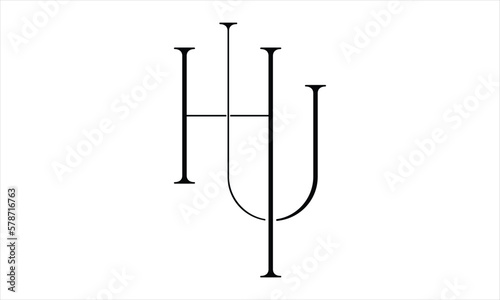 HU UH H U Initial Letter Vector Logo Design