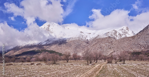 Panoramic view of Sirente Velino Natural Regional Park in Abruzzo  Italy