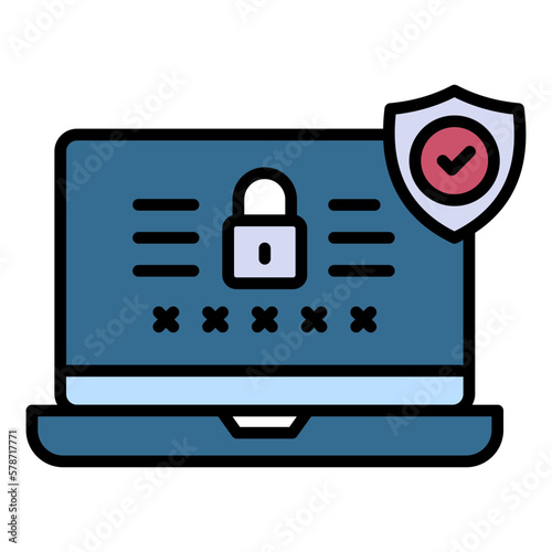 Login Screen Interface Concept stock illustration, Password protected locked Display vector Icon design, Padlock with Security shield Sign, Cloud computing and Internet hosting service Symbol,