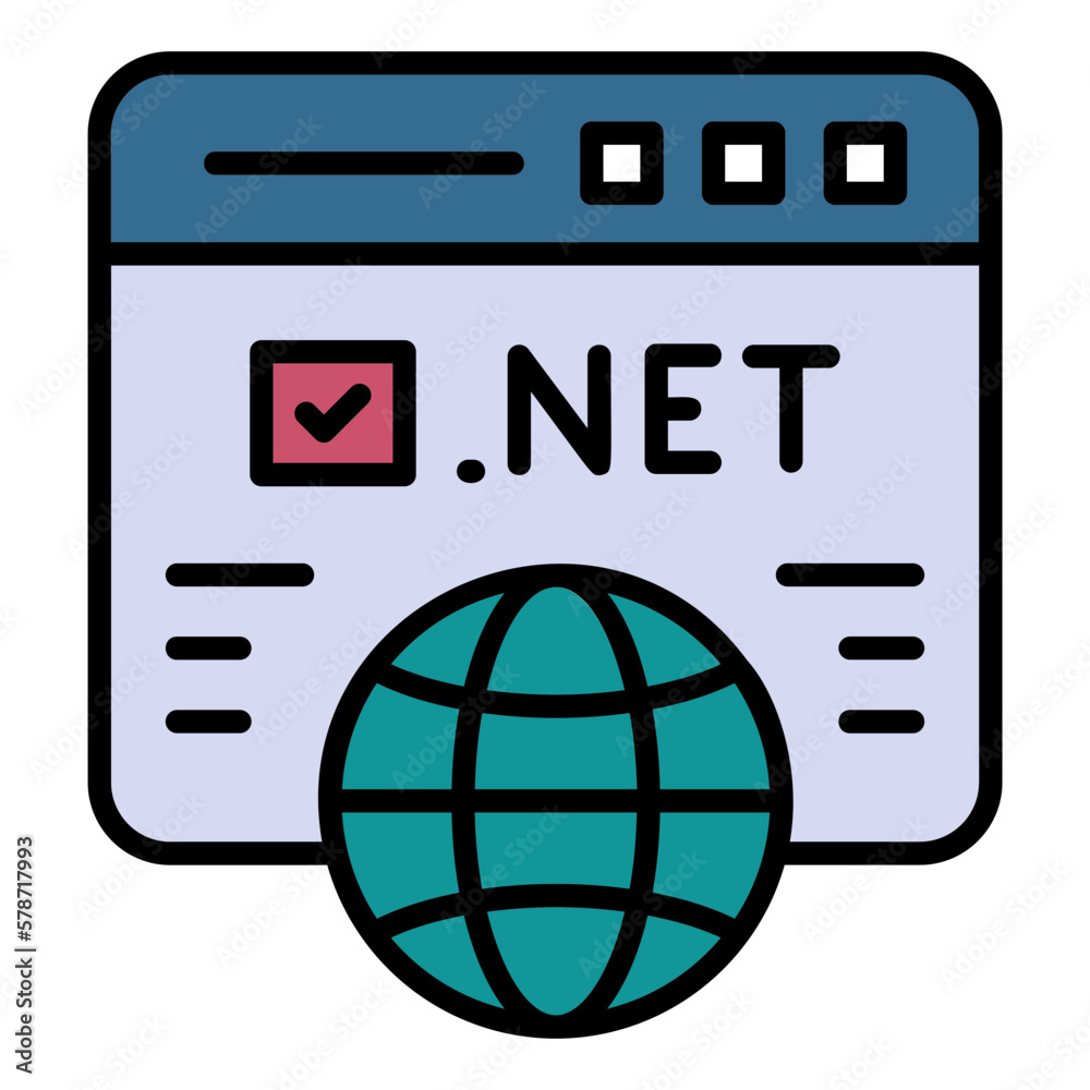 dot net domain url vector outline Icon design, Cloud computing and Global Web hosting services Symbol, Tld .net register stock illustration, Registration of network domain name concept, dot net domain url vector outline Icon design, Cloud computing and Global Web hosting services Symbol, Tld .net register stock illustration, Registration of network domain name concept,